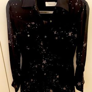 ALC black silk shirtdress